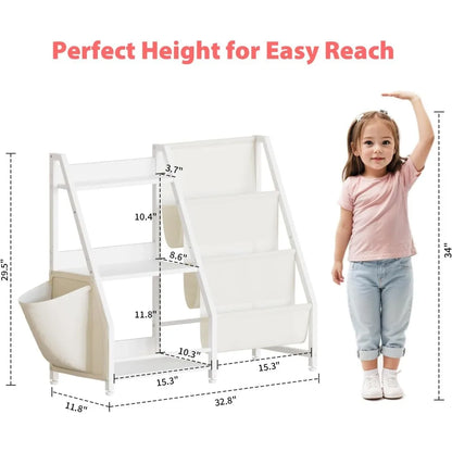 3 Tier Kids Bookshelf and Toy Storage, Montessori Baby Toddler Bookshelf for Kids, Toy Storage Organizer, for Playroom, Bedroom