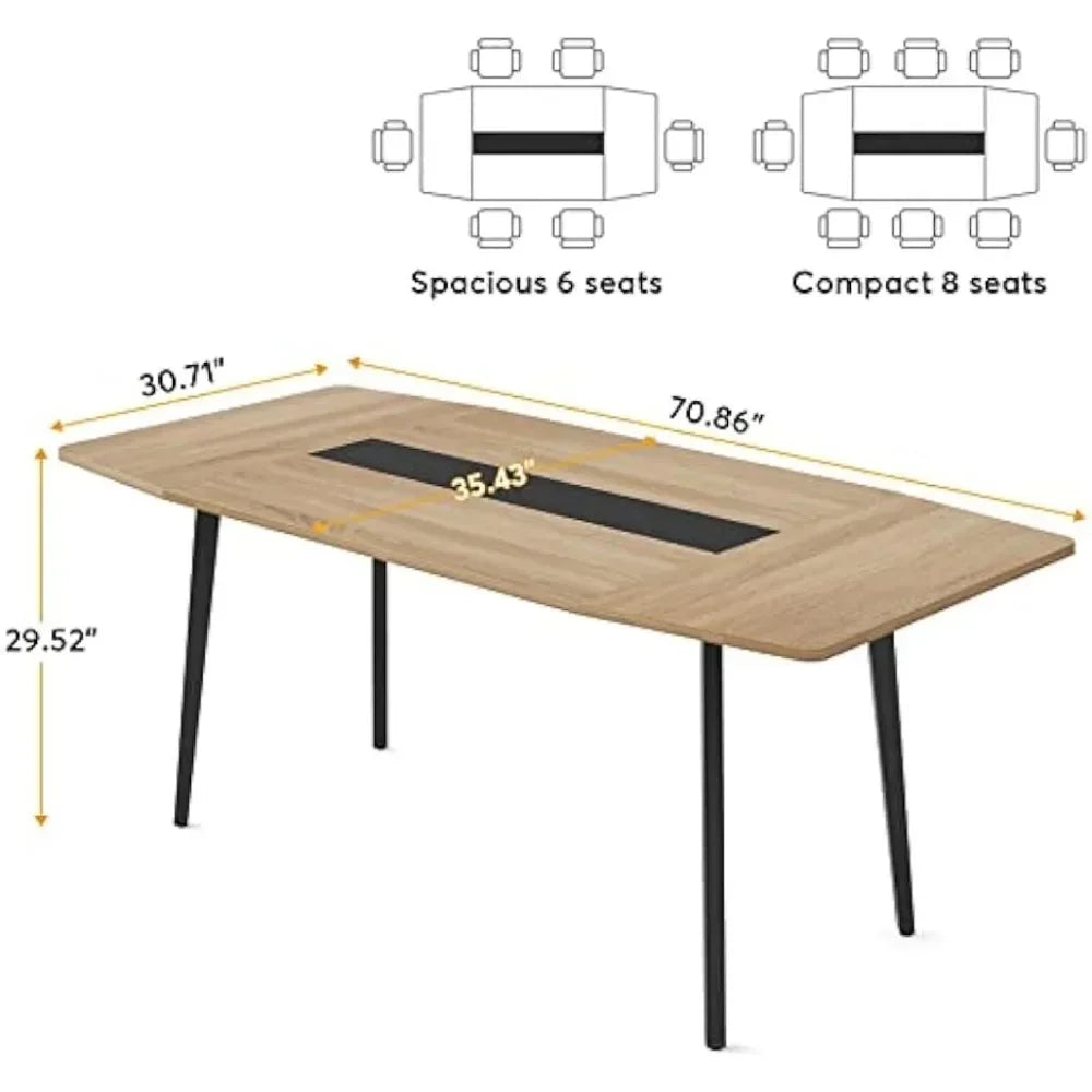 Mesa de comedor moderna para 6 personas, mesa de cocina rectangular, mesa de patio para patio trasero, comedor y cocina, nogal claro