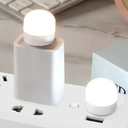 50-1PCS USB Night Light Mini LED Night Light USB Plug Lamp Power Bank Charging USB Book Lights Lámpara redonda de lectura con protección para los ojos