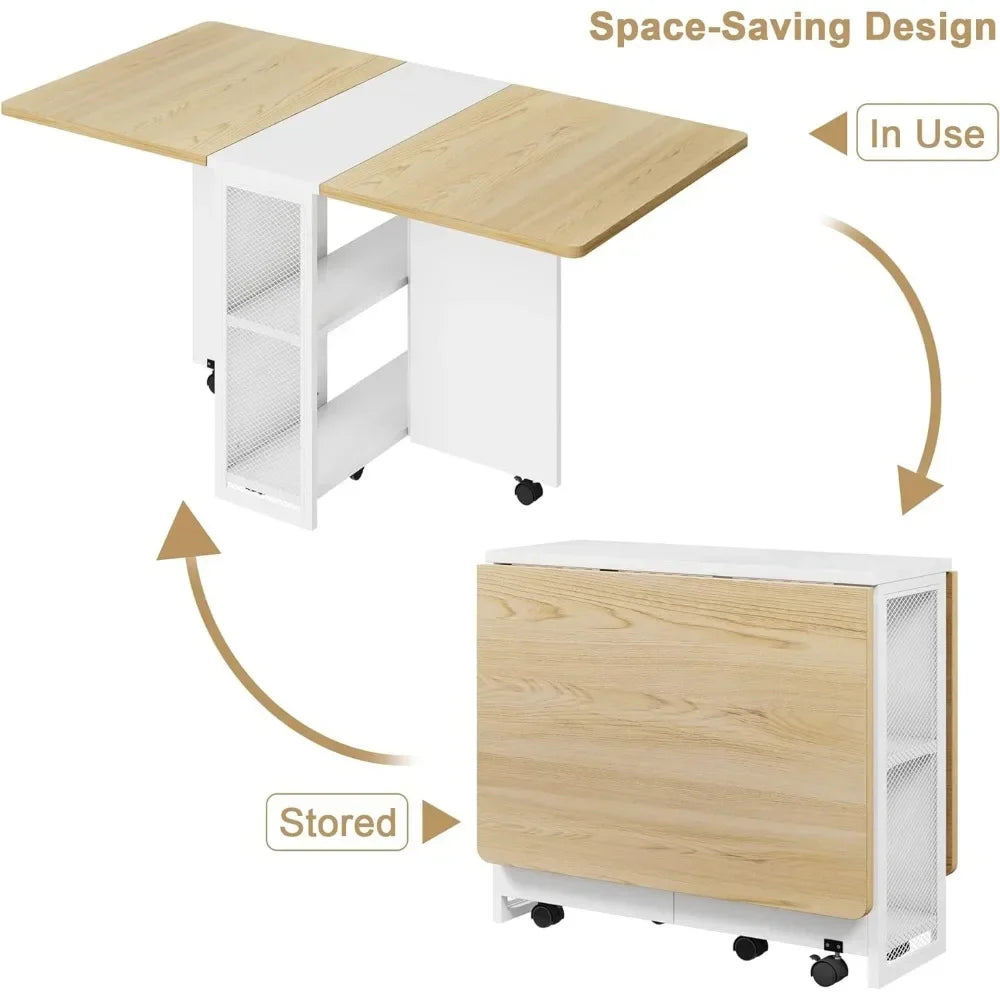 Ensemble de table de salle à manger rectangulaire pliable, 4 tables peu encombrantes, extensible, dîner, cuisine, mobilier de bureau, maison