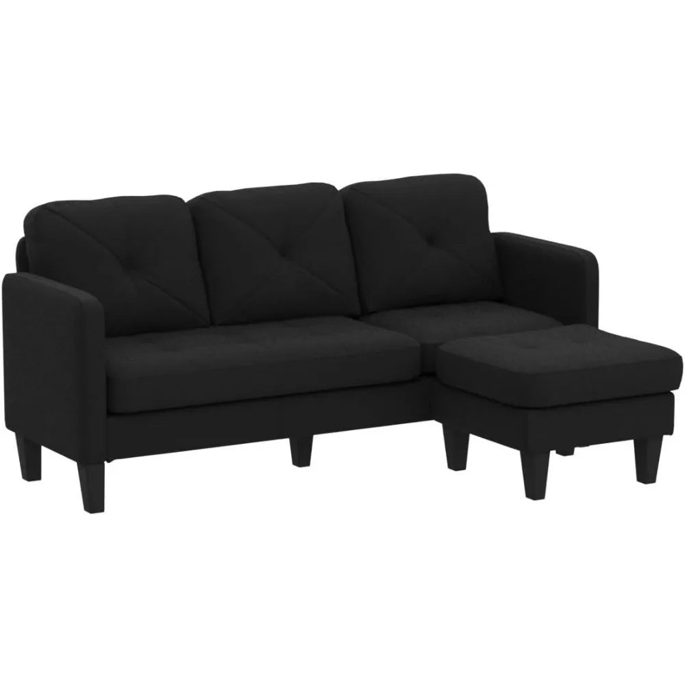 Living Room Sofas , 3 Seat L-Shaped Couch Sofabed with Modern Linen Fabric for Small Space Livingroom Living Room Sofas