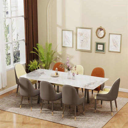 Extensible Dining Table Marble Top and Metal Frame Home Rectangular Kitchen Modern Furniture No Chairs