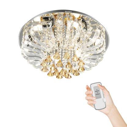 60*30cm Crystal Ceiling Lamp K9 Modern Crystal Chandelier 85V-265V with Light Remote Control Three Light Colors for Dining Room