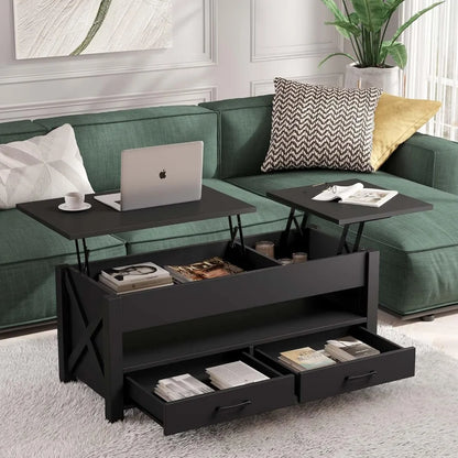 Gray Coffe Table Retro Center Table With Wooden Lift Tabletop for Living Room Tea and Coffee Tables Furniture End of Tables Side