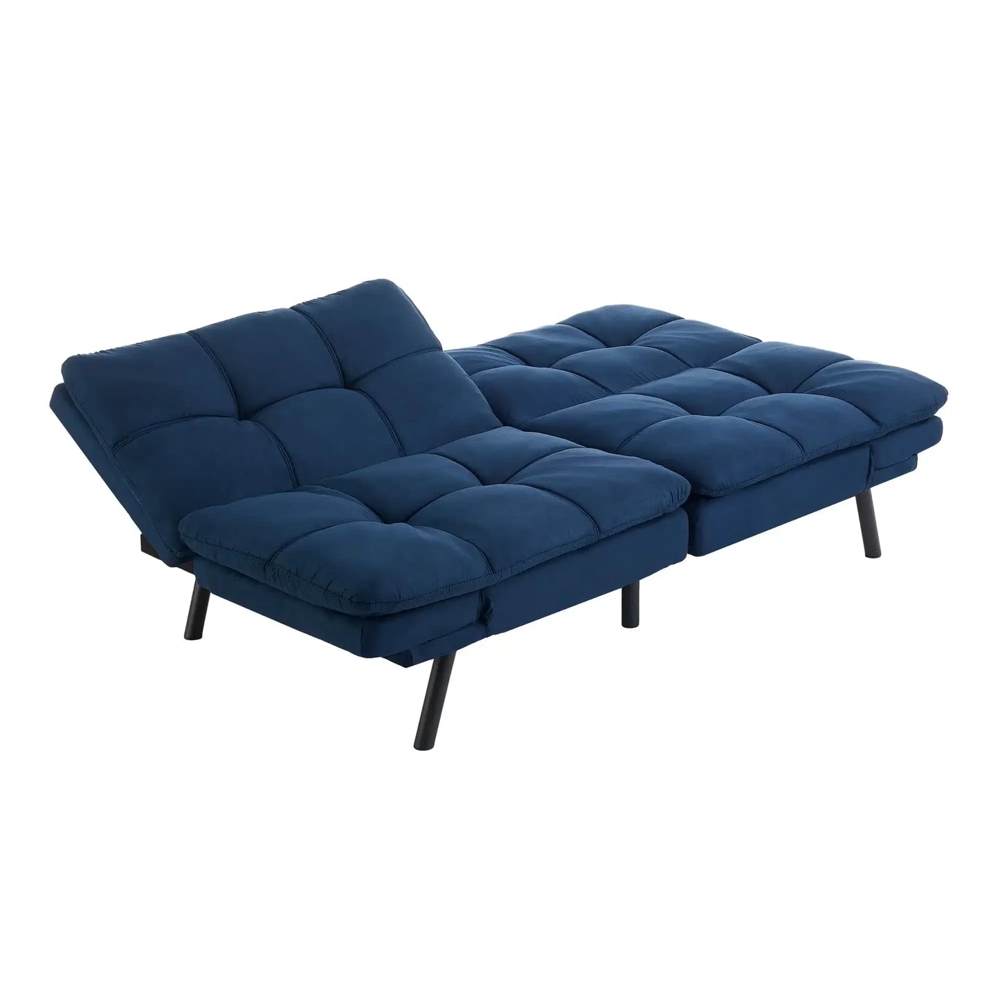 Memory Foam Futon with Adjustable Armrests,  Faux Suede for Adults