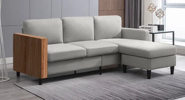 Sofa with storage ottoman 78" wide convertible combination L-shaped sofa, sofa with double chaise longue