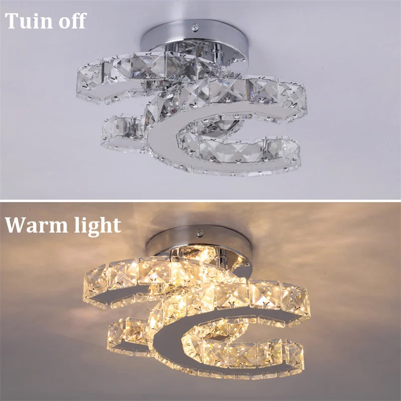 Simple Bedroom Ceiling Lamp Crystal Led Lighting Chandelier Suitable For Cloakroom Aisle Porch Changeable Pendant Lamp Fixture