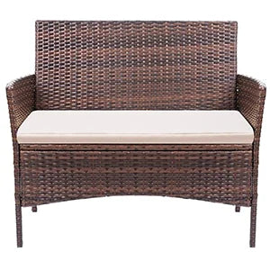 Ensemble de 4 meubles de patio Greesum pour conversation, chaises d'extérieur en rotin et osier, pour jardin, arrière-cour, balcon, porche, piscine, causeuse