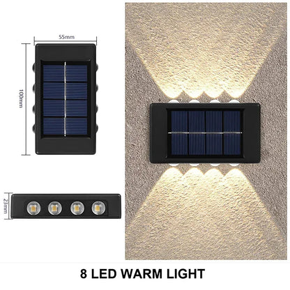 Lámpara de pared solar para exteriores, impermeable, con energía solar, luz hacia arriba y hacia abajo, para iluminar el jardín del hogar, decoración del patio, luces solares exteriores