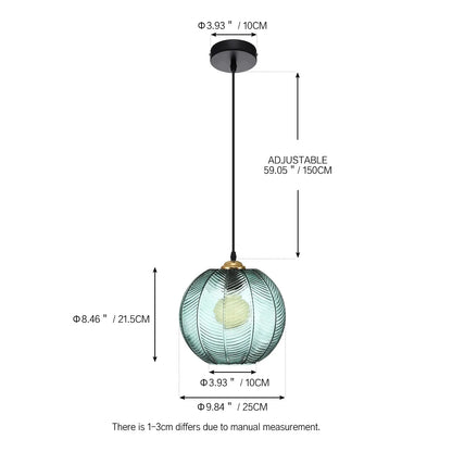 Ridgeyard Modern Nordic Chandelier 1/3 Heads Glass LED Pendant Lights Indoor Home Decor Dining Room Bar Salon Hanging Lamp Retro