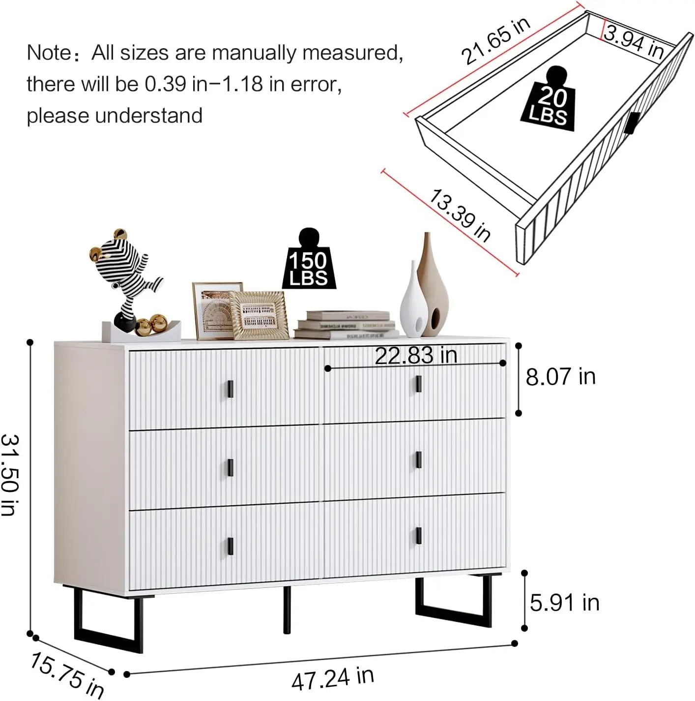 Cómoda de 5, 6 y 9 cajones para dormitorio, cómoda moderna, cómoda, unidad organizadora de armario alto con patas de metal