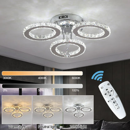 Crystal Led Ceiling Lamp With Remote Control Modern Chandelier Light Hanging Pendant Lamps Indoor Decora Surface Mounted Fixture