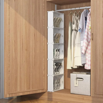 Storage,Narrow Closet Shoe Rack,Hidden Shoe Organizer for Small Spaces,Tall Shoes Cabinet for Wall Behind