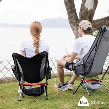 High Back Folding Camping Chair, Upgraded All Aluminum Frame for Adult, Built-in Pillow, Side Pocket & Carry Bag