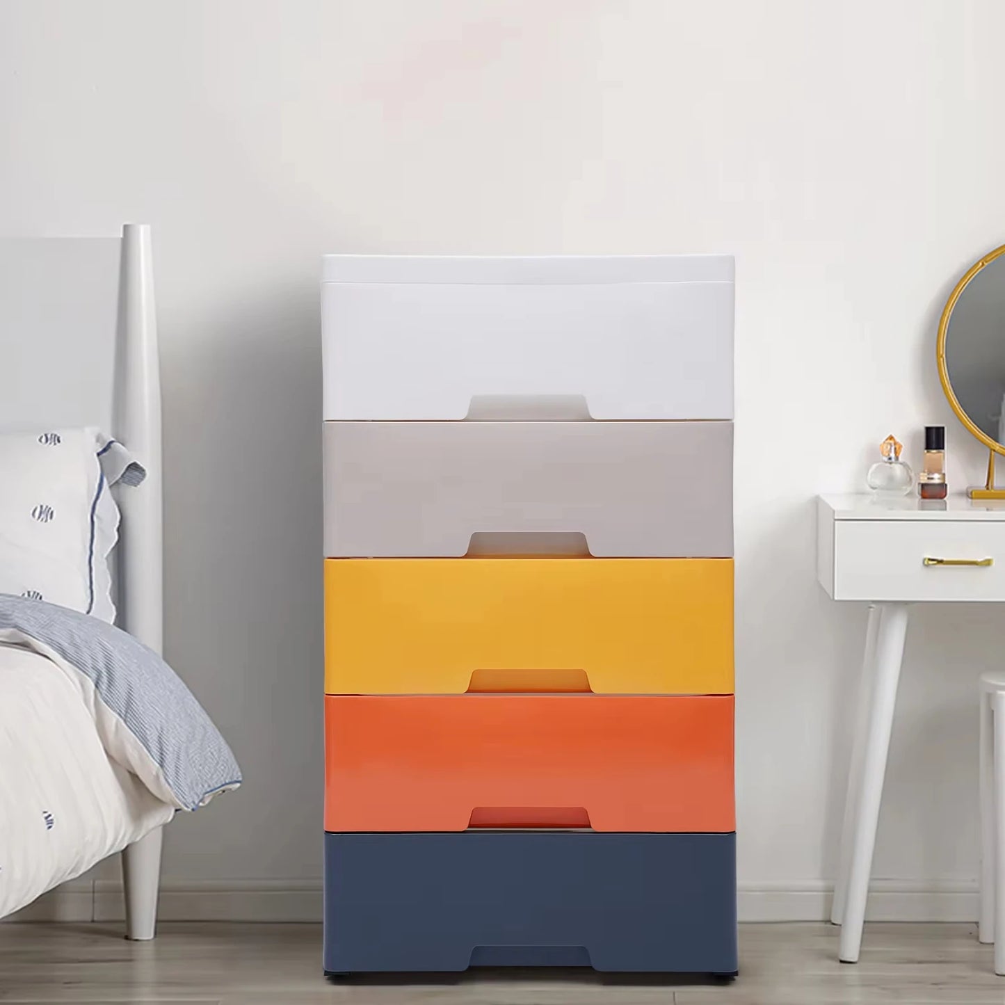 New Drawers Dresser  Plastic Cabinet Stackable Vertical 5 Drawers Tower Clothes  Small Chest Closet  Bedroom