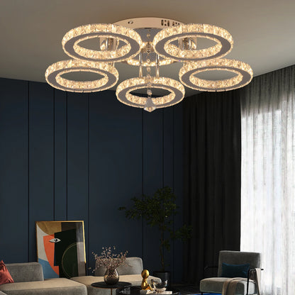 Crystal Led Ceiling Lamp With Remote Control Modern Chandelier Light Hanging Pendant Lamps Indoor Decora Surface Mounted Fixture