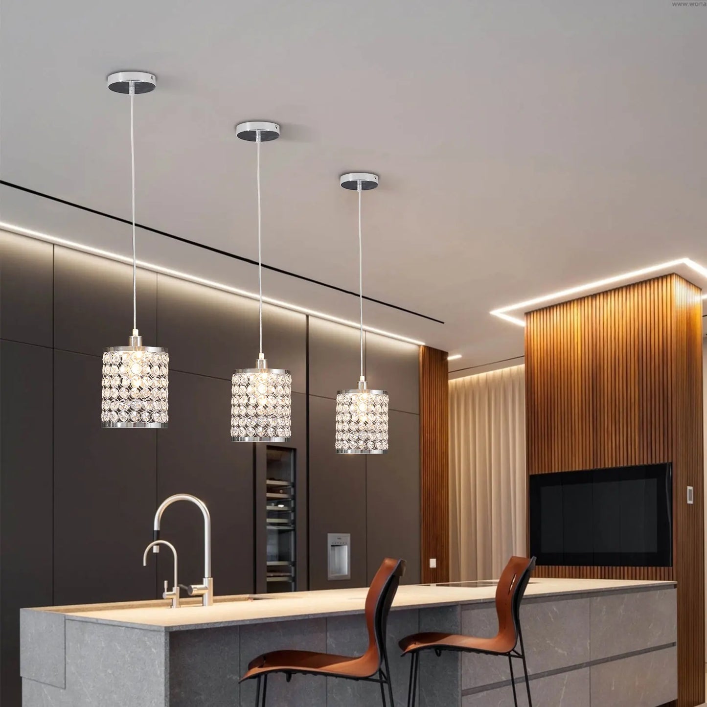 Crystal Chandelier Modern Pendant Light LED 3Pcs Home Decor Lighting Fixture For Kitchen Island Living Room