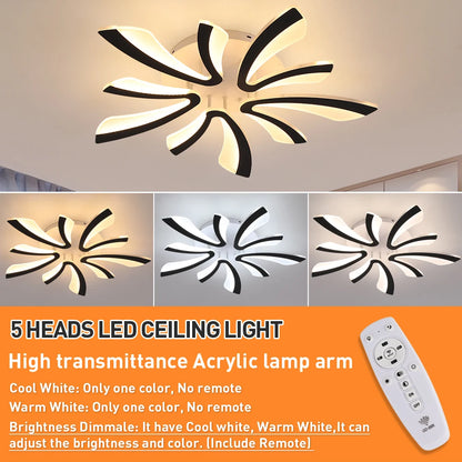 Lámpara colgante de techo de acrílico para interiores moderna, lámpara colgante para sala de estar, dormitorio, lámpara LED, accesorios de iluminación decorativos con atenuación y control remoto