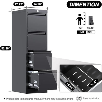 Classeur en métal avec serrure, tiroirs, armoires de rangement verticales pour bureau à domicile, classeur petit et étroit pour Hangi