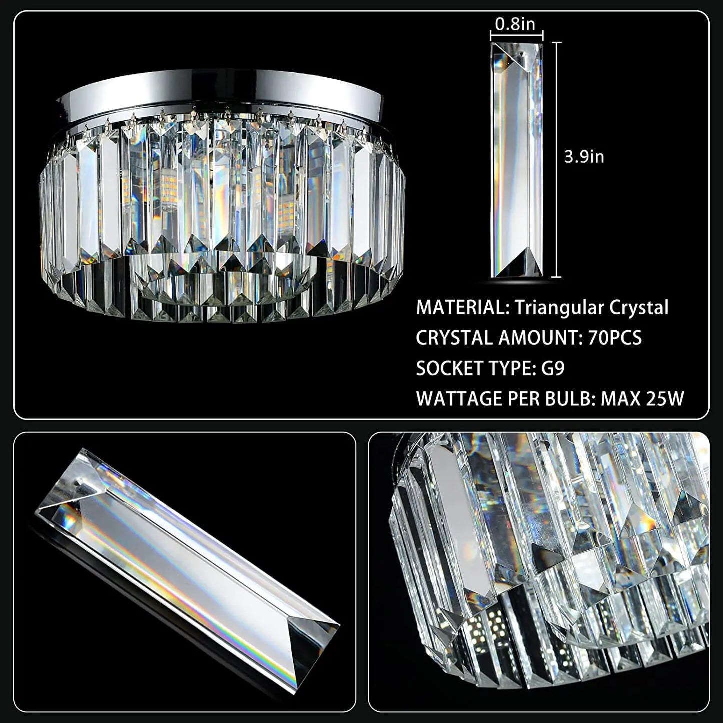 Cross Border Modern Minimalist Circular Crystal Chandelier Living Room Restaurant Corridor High-end Home Decor Lighting Fixtures