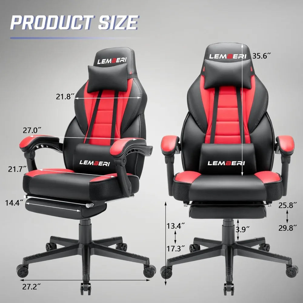 Big and Tall Gamer Chair for Adults 400lb Capacity Video Game Chairs With Footrest Office Furniture