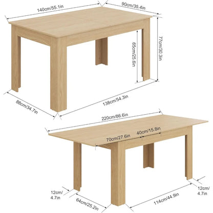 Table à manger extensible pour 6 à 10 personnes, table de salle à manger en bois, table extensible moderne pour rassemblements, réunions