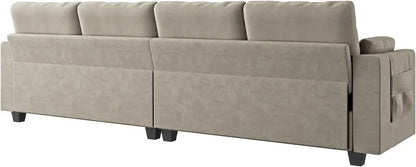 Reversible Sectional Sofa L-Shape Sofa Convertible Couch 4-Seater Sofas Sectional， Sofa Set Living Room Furniture