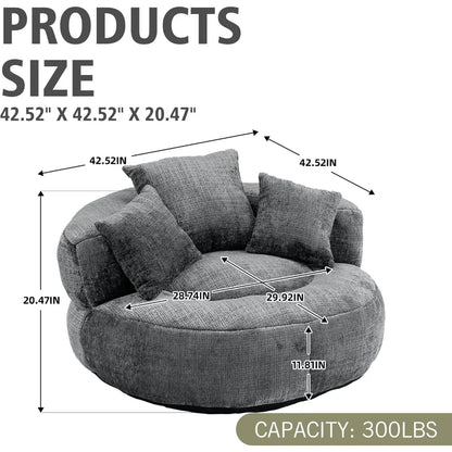 Pouf avec oreillers, pouf paresseux pour salon, canapé rond rembourré, canapé-lit moelleux, avec accoudoirs