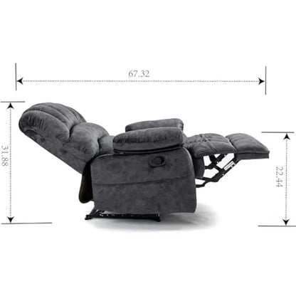 Sillón reclinable manual grande, suave, extra ancho, con brazos y respaldo acolchados, para sala de estar o dormitorio, color gris, 40" de ancho