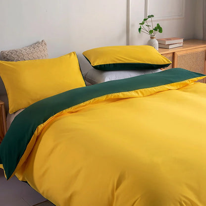 Home bedding set Double solid AB side Lemon yellow Green Duvet Cover Pillowcase US Twin FR king AU Single Queen UK Double 2/3pcs