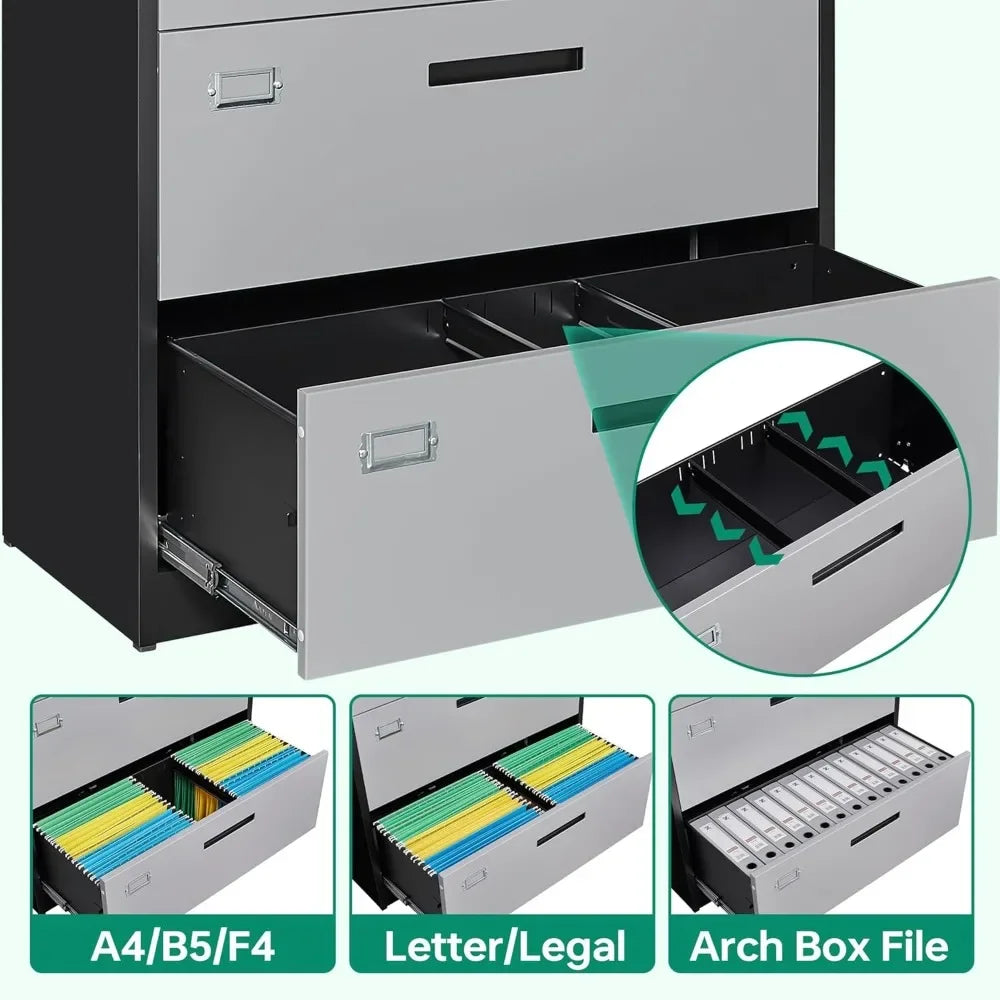 Archivadores Letaya para oficina en casa, archivadores laterales de metal de 4 cajones con cerradura, archivadores colgantes tamaño carta/legal F4 A4