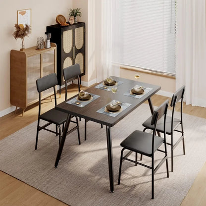 Mesa de comedor de cocina con 4 sillas para espacios pequeños Mesas y sillas de comedor Juego de comedor para apartamento Muebles para dormitorio