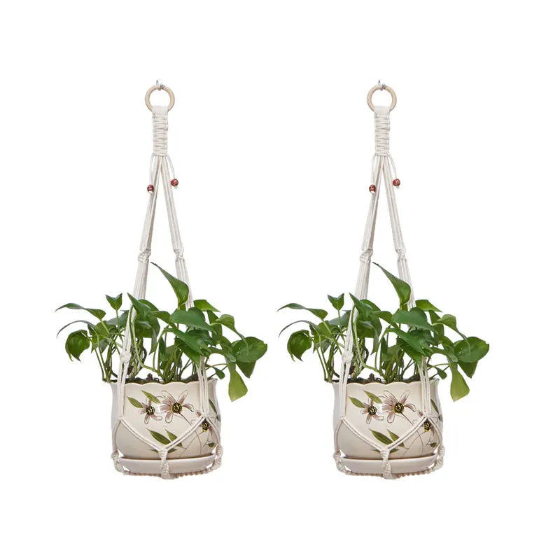 Panier suspendu en macramé fait à la main pour plantes, support de pots de jardin, décoration murale en macramé pour balcon, corde de levage nouée, décoration d'intérieur