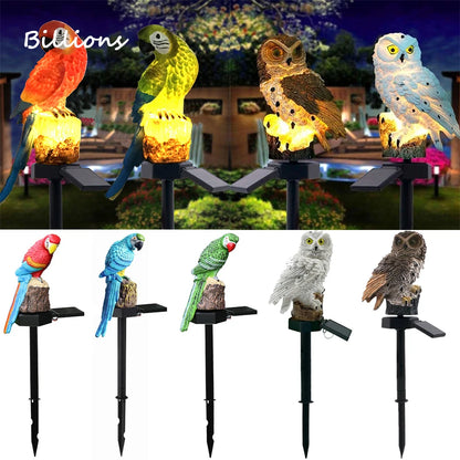 Lampe de jardin à LED à énergie solaire en forme de hibou pour la maison, fleurs artificielles, lampe de pelouse extérieure étanche, décoration à LED à énergie solaire