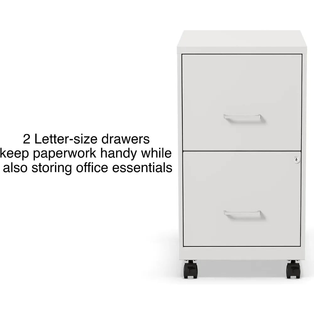 2-Drawer Vertical Mobile File Cabinet, Letter Size, Pearl White, 18-Inch-D (19634)