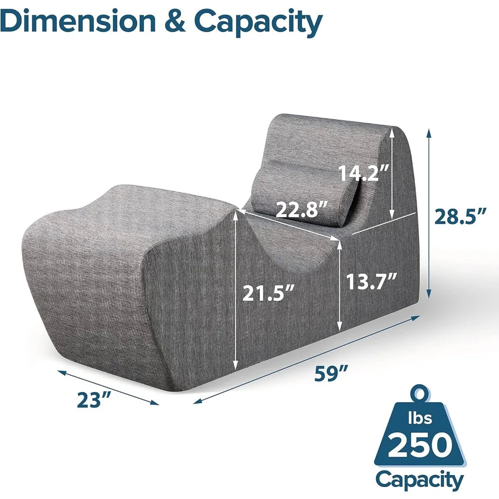 Chaise lounge ZINUS Lotus Zero Gravity, sillón reclinable de espuma para sala de estar, posicionamiento ergonómico para una mejor relajación, almohada incluida