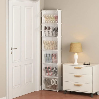 Storage,Narrow Closet Shoe Rack,Hidden Shoe Organizer for Small Spaces,Tall Shoes Cabinet for Wall Behind