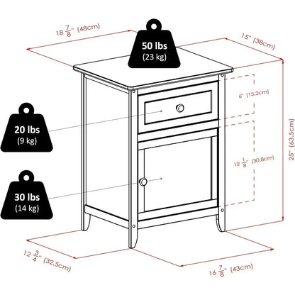 Wood Eugene Accent Table, Walnut Night Stand  Furniture Bedroom  Nightstand