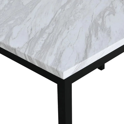 Noyes Metal Dining Table with Laminated Faux Marble Top, 28.50 x 45.00 x 30.00 Inches, Off-white