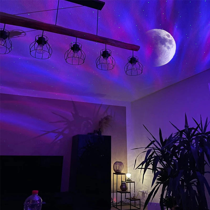 Proyectores de luz de estrellas Aurora Borealis LED Atmósfera de estrellas Galaxia Luz de noche Galaxia Hogar Dormitorio Cielo Luna Lámpara Decoración de habitación Regalo