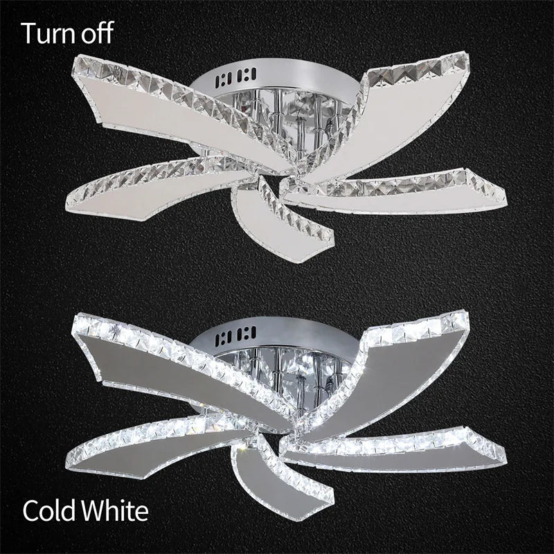 Modern Chandelier Ceiling Fan With Led Lamp Smart Remote Control Crystal Dining Room Fixtures Pendant Hanging Light Porch Lustre