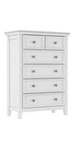 White Dresser for Bedroom, Drawer, Tall Nightstand, Modern White Drawer Cabinet for Living Room,Home Office