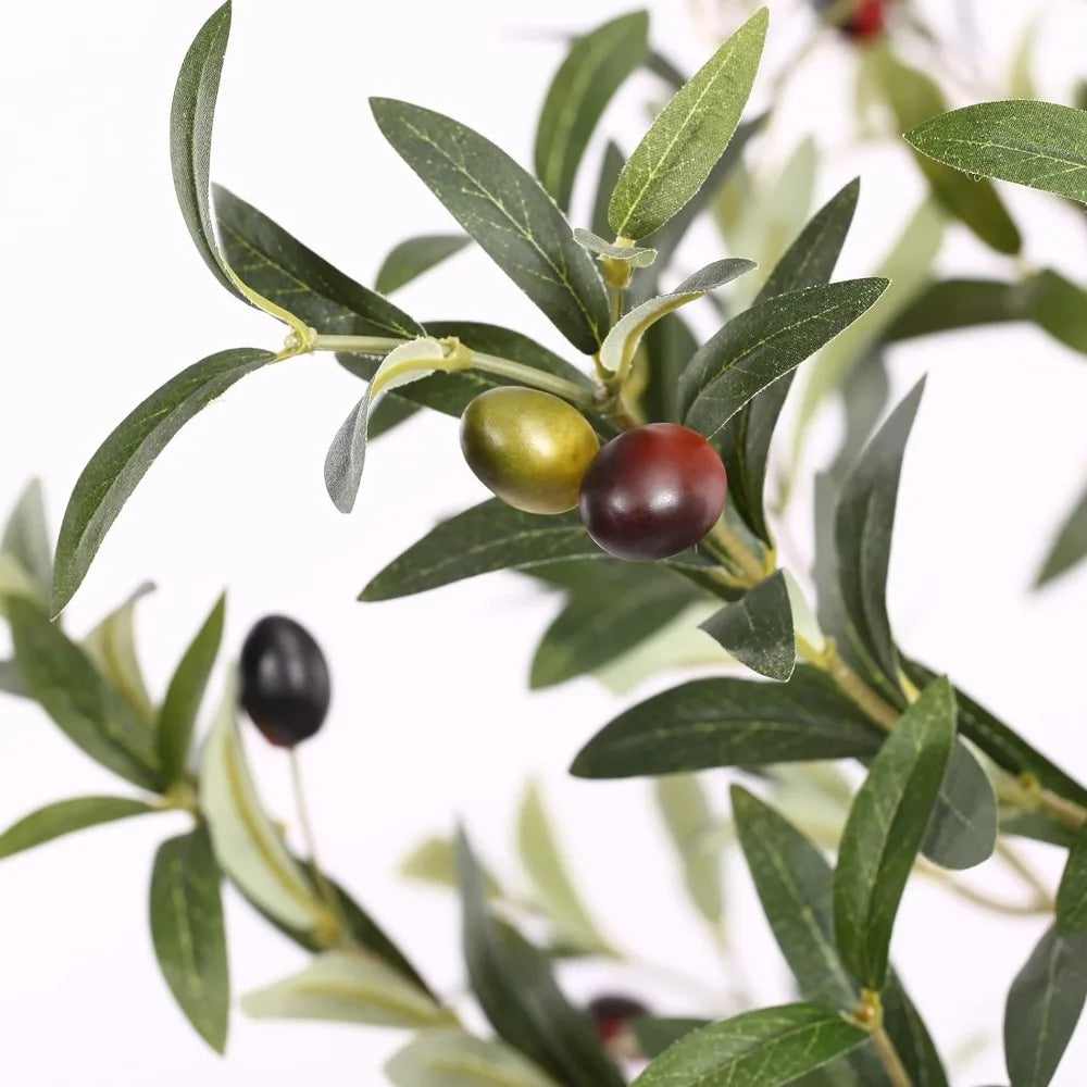 Plantes d'olivier artificielles de 7 pieds, faux arbre topiaire en soie en pot avec branche d'olivier et fruits, décoration moderne pour la maison et le bureau