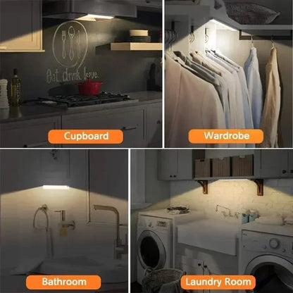 Lampe sous armoire avec détecteur de mouvement PIR LED à intensité variable et rechargeable, veilleuse pour escaliers, placard, couloir, barre lumineuse, détecteur d'ampoule