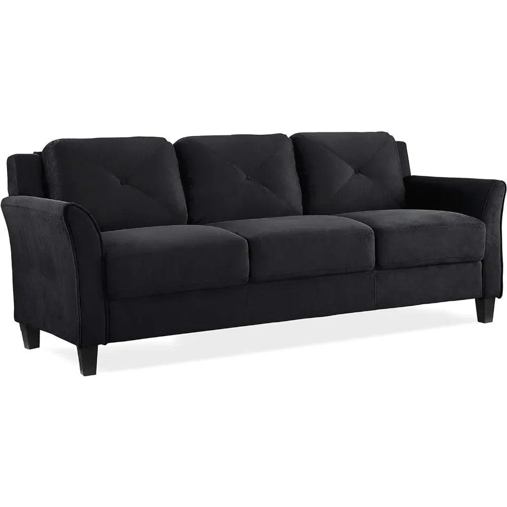 Sofá Harrington, negro, 31,5" de profundidad x 78,7" de ancho x 32,7" de alto, suave, cómodo y atmosférico, adecuado para sala de estar, dormitorio, oficina.