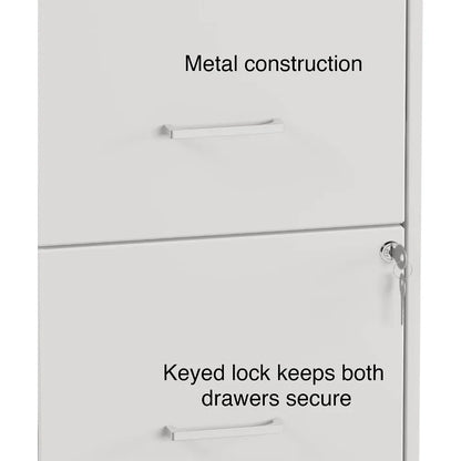 Classeur mobile vertical à 2 tiroirs, format lettre, blanc perle, 18 po de profondeur (19634)