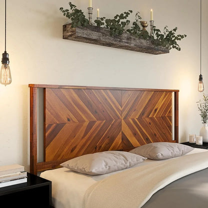 Bme Vivian Headboard ONLY, Rustic & Scandinavian Style with Solid Acacia Wood, Easy Assembly, King, Rustic Golden Brown