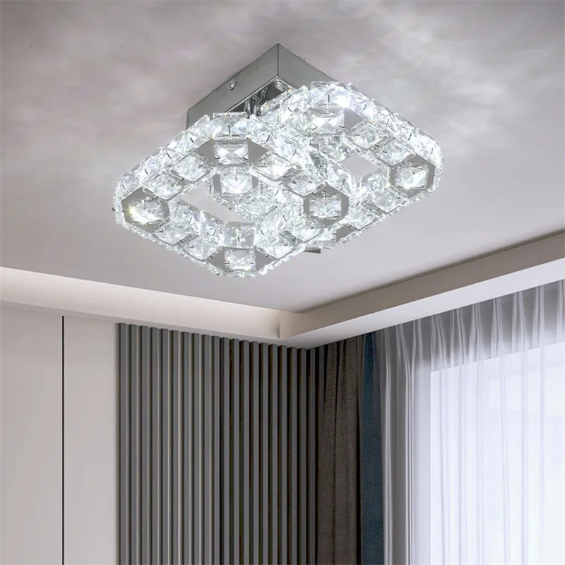 Plafonnier de chambre simple en cristal à LED, éclairage adapté au vestiaire, au couloir, au porche, lampe suspendue interchangeable