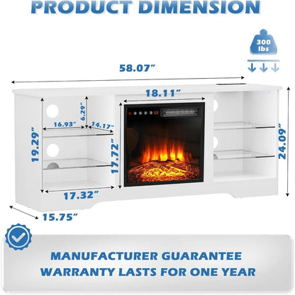 Fireplace TV Stand with 18''Fireplace, Modern Entertainment Center for TVs up to 65 inch, Media TV Console