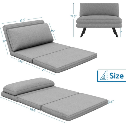 Convertible Futon Sofa Bed 4 in 1 Multi-Function Modern Mini Single Floor Sleeper Chair with Adjustable Backrest for Living